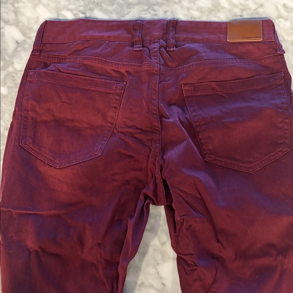 Vineyard Vines “leeward Luxe” 5 pocket pants, burgundy red, 30x32
